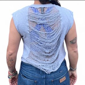 Shredded Sleeveless Crop Top Size S/M